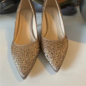 Bronze/gold rhinestone kitten heels size 10